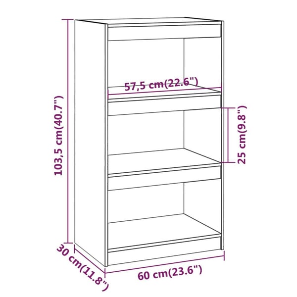 vidaXL Bokhylla/rumsavdelare honungsbrun 60x30x103,5 cm furu