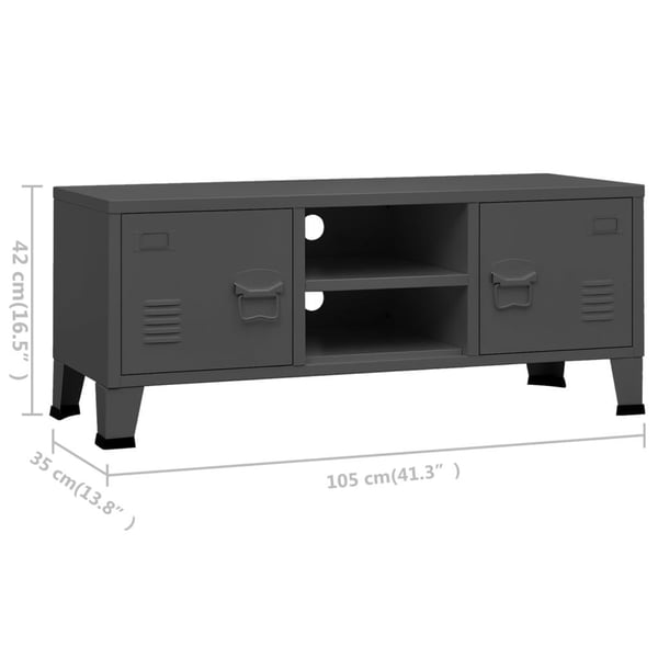 vidaXL Industriell TV-benk 105x35x42 cm metall antrasitt