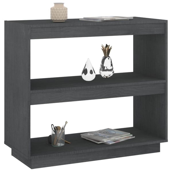 vidaXL Bokhylla grå 80x35x71 cm massiv furu