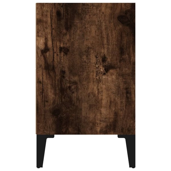 vidaXL sengebord med metalben 40x30x50 cm røget egetræsfarve