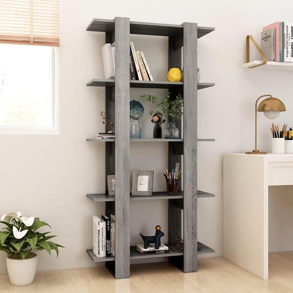 vidaXL bogreol/rumdeler 80x30x160 cm spånplade grå sonoma-eg