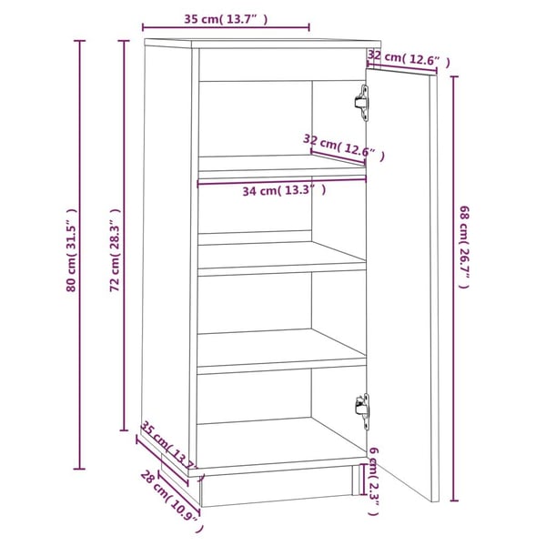 vidaXL Skoskap 35x35x80 cm heltre furu