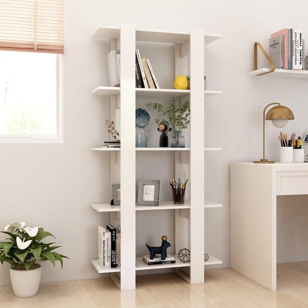 vidaXL bogskab/rumdeler 80x30x160 cm spånplade hvid højglans