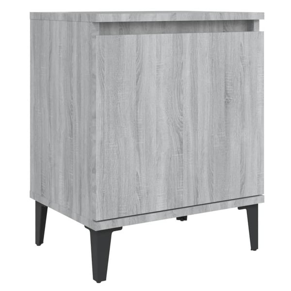 vidaXL sengeborde med metalben 40x30x50 cm grå sonoma-eg