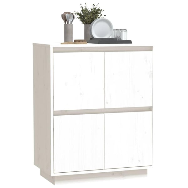 vidaXL Skjenk hvit 60x34x75 cm heltre furu
