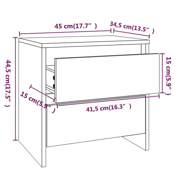 vidaXL Nattbord 2 stk sonoma eik 45x34,5x44,5 cm sponplate