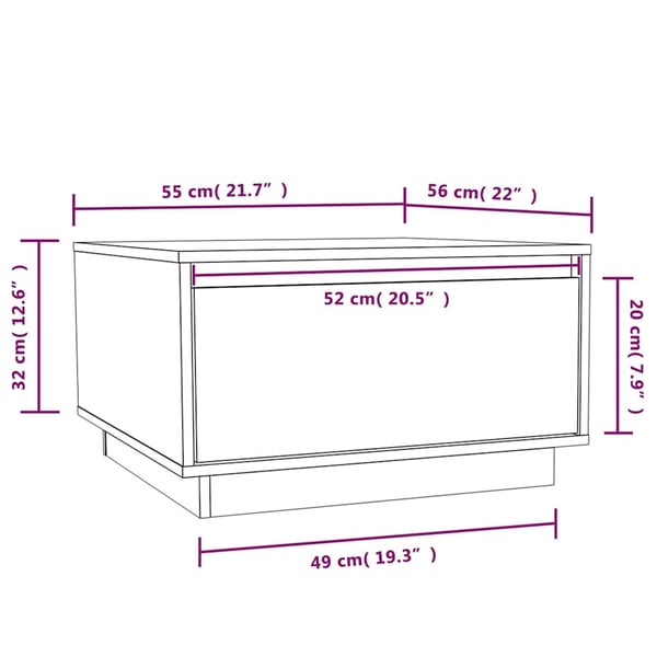 vidaXL Salongbord hvit 55x56x32 cm heltre furu