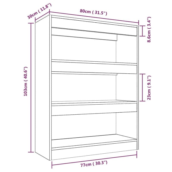vidaXL Bokhylle/romdeler svart 80x30x103 cm konstruert tre