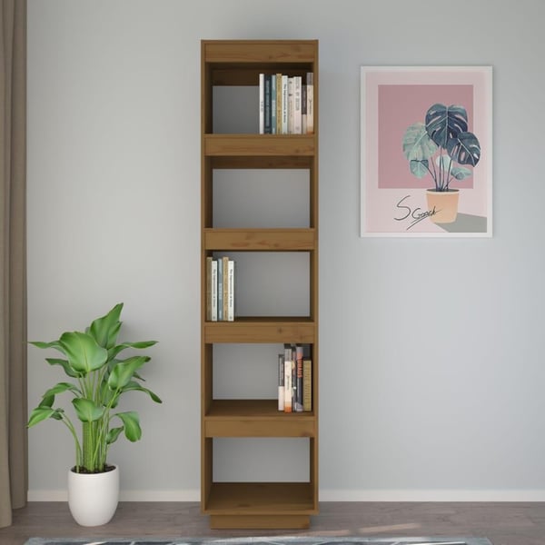 vidaXL bogreol/rumdeler 40x35x167 cm massivt fyrretræ gyldenbrun