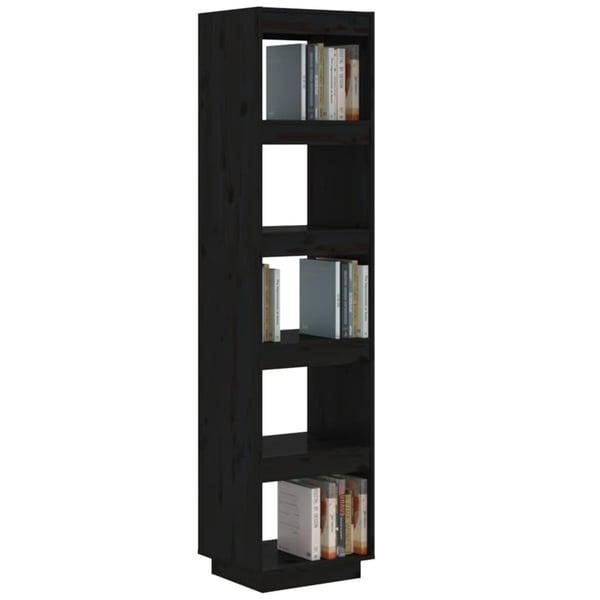 vidaXL bogreol/rumdeler 40x35x167 cm massivt fyrretræ sort
