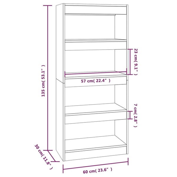 vidaXL bogreol/rumdeler 60x30x135 cm konstrueret træ grå sonoma-eg
