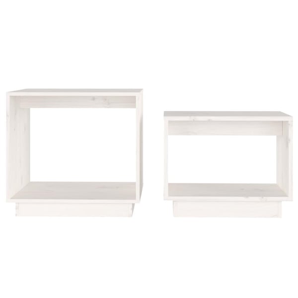 vidaXL Stablebare salongbord 2 stk hvit heltre furu