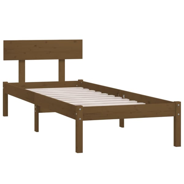vidaXL Sengeramme honningbrun heltre furu 90x190 cm Single