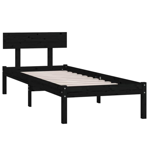 vidaXL Sengeramme svart heltre furu 90x190 cm Single