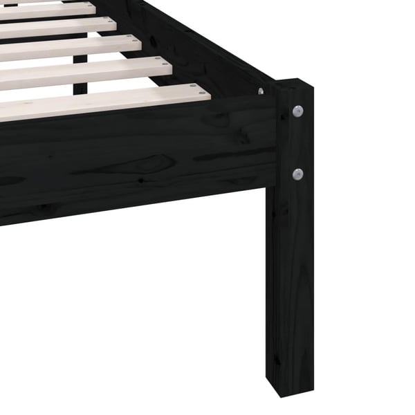 vidaXL Sengeramme svart heltre furu 90x190 cm Single