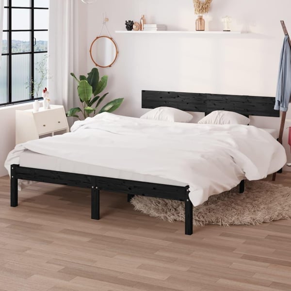 vidaXL Sengeramme svart heltre 120x190 cm Small Double