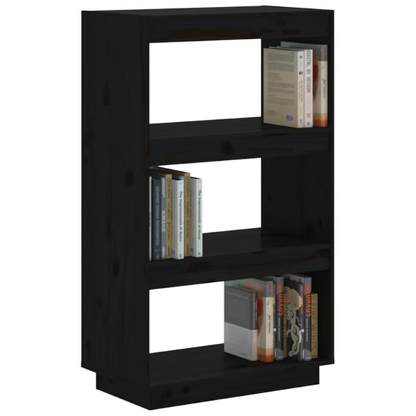 vidaXL Bokhylle/romdeler svart 60x35x103 cm heltre furu