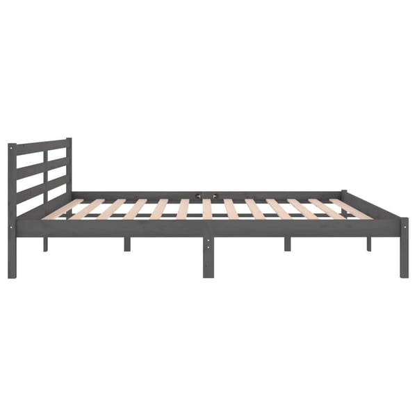 vidaXL Sengeramme heltre furu 200x200 cm grå