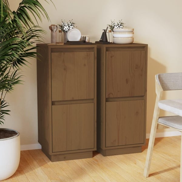 vidaXL Skjenker 2 stk honningbrun 31,5x34x75 cm heltre furu