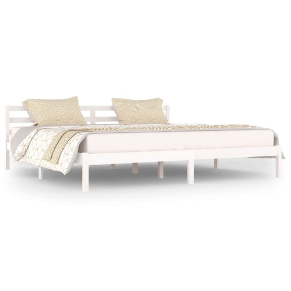 vidaXL sengeramme 200x200 cm massivt fyrretræ hvid