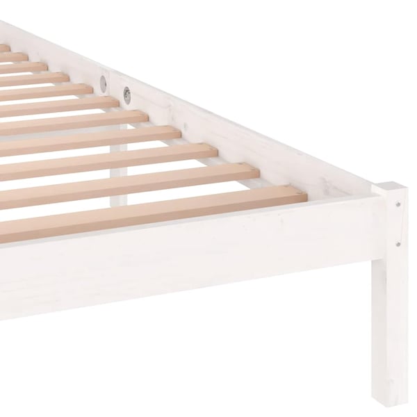 vidaXL sengeramme 200x200 cm massivt fyrretræ hvid