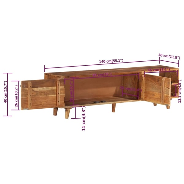 vidaXL tv-bord 140x30x40 cm massivt akacietræ med honningfinish