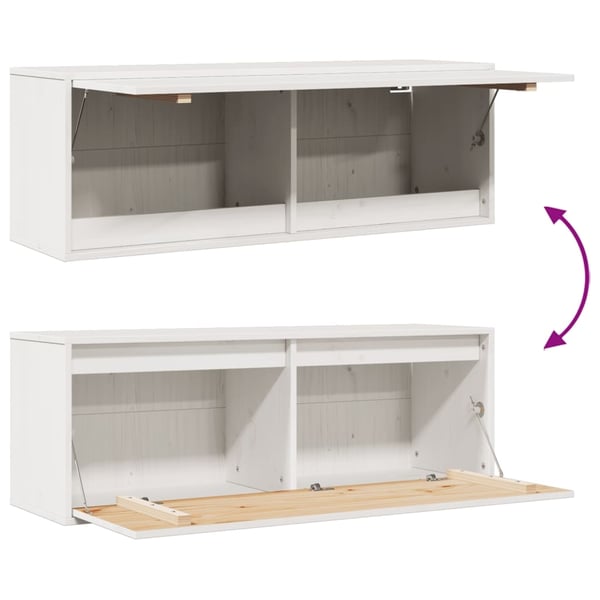 vidaXL Veggskap hvit 100x30x35 cm heltre furu