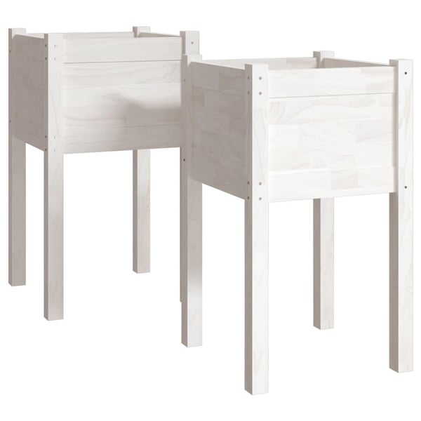 vidaXL Plantekasser 2 stk 40x40x70 cm heltre furu hvit