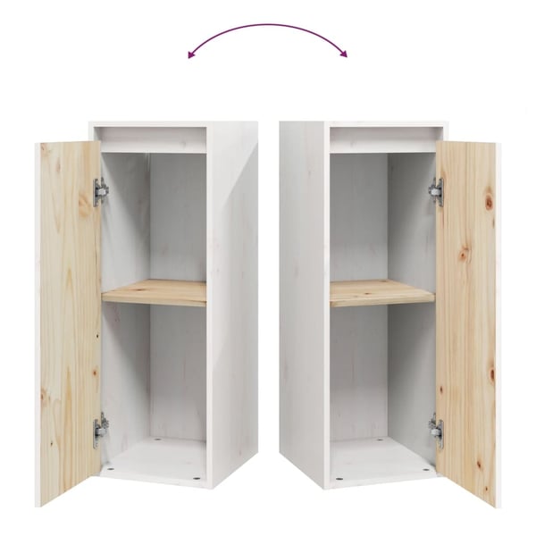 vidaXL Veggskap 2 stk hvit 30x30x80 cm heltre furu