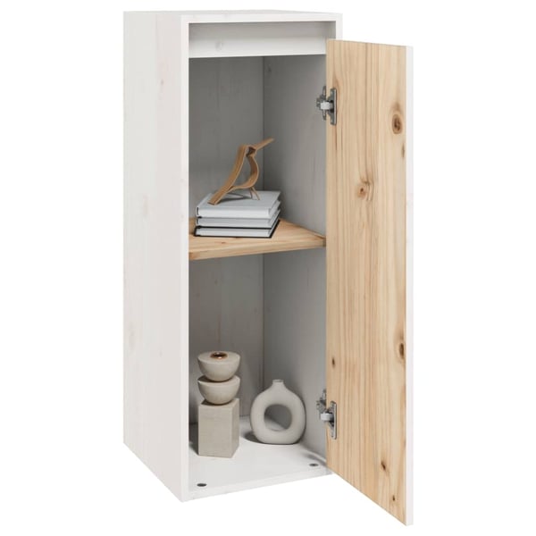 vidaXL vægskab 30x30x80 cm massivt fyrretræ hvid