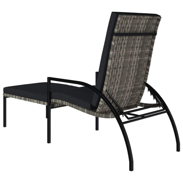 vidaXL liggestole 2 stk. med fodskammel polyrattan grå