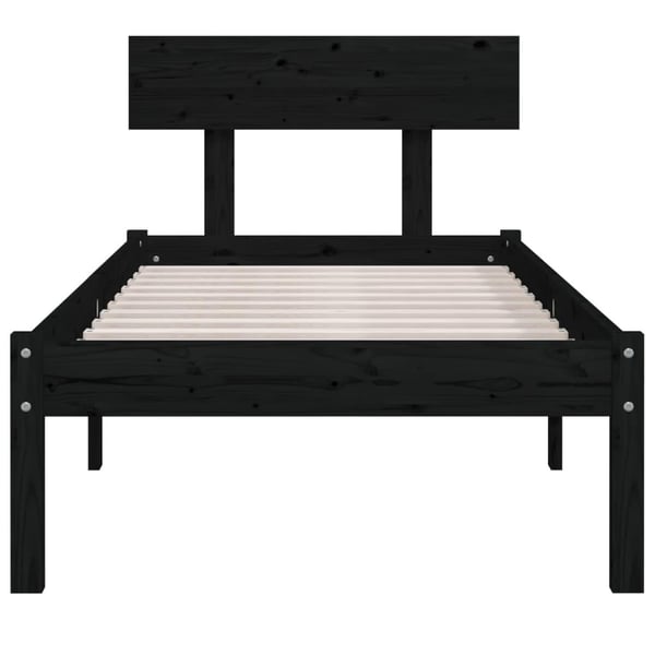 vidaXL Sengeramme svart heltre 75x190 cm Small Single