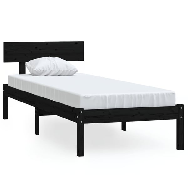 vidaXL Sengeramme svart heltre 75x190 cm Small Single