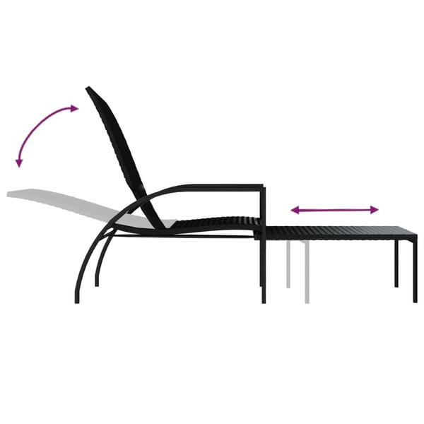 vidaXL liggestole 2 stk. med fodskammel polyrattan sort