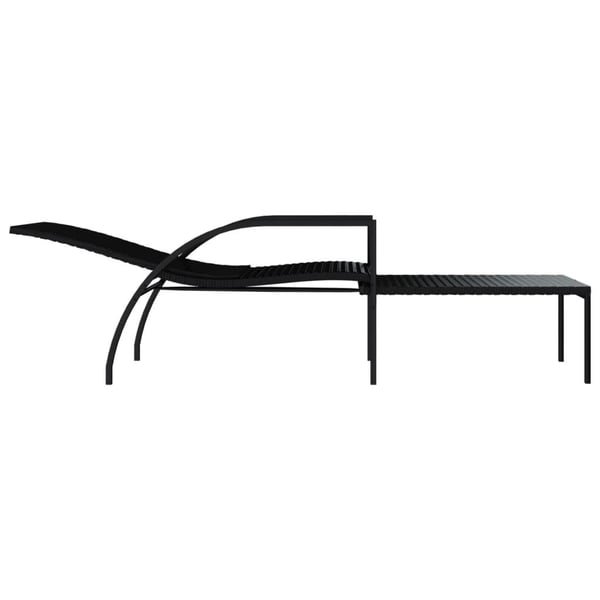 vidaXL liggestole 2 stk. med fodskammel polyrattan sort