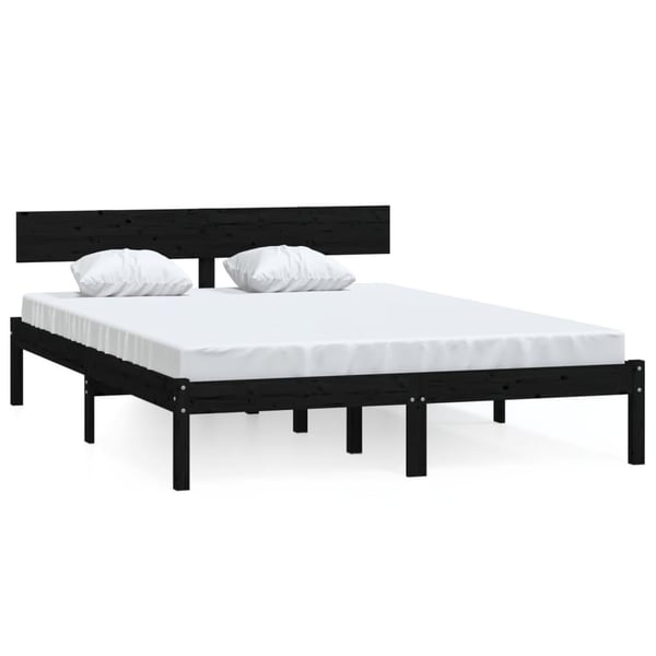 vidaXL Sengeramme svart heltre furu 140x200 cm