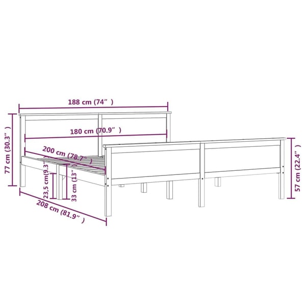 vidaXL Sengeramme heltre furu 180x200 cm
