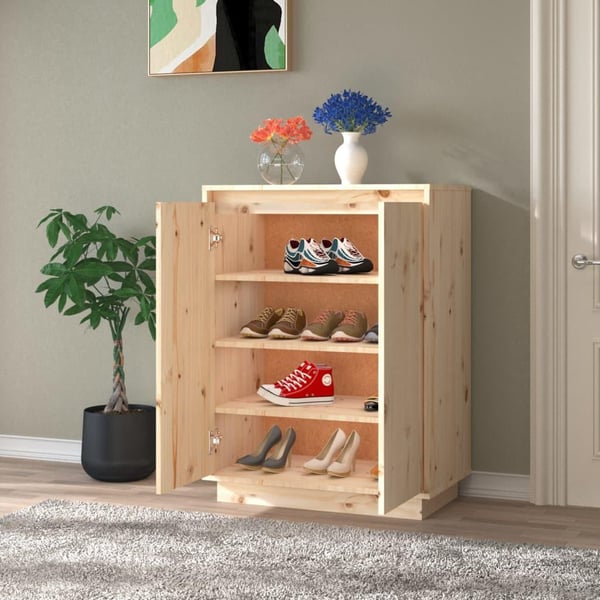 vidaXL Kenkäkaappi 60x35x80 cm täysi mänty