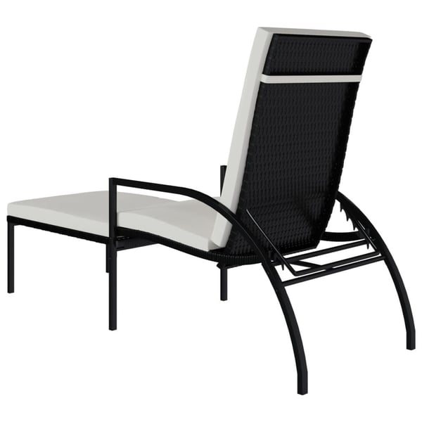 vidaXL liggestol med fodskammel polyrattan sort