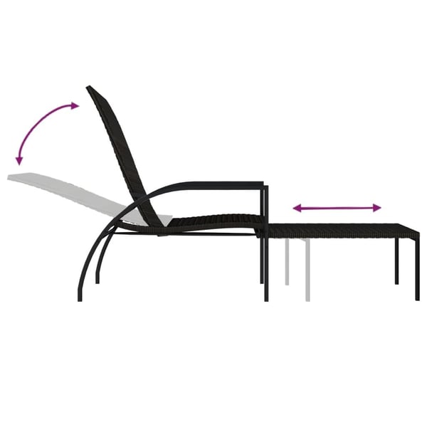 vidaXL liggestole 2 stk. med fodskammel polyrattan brun