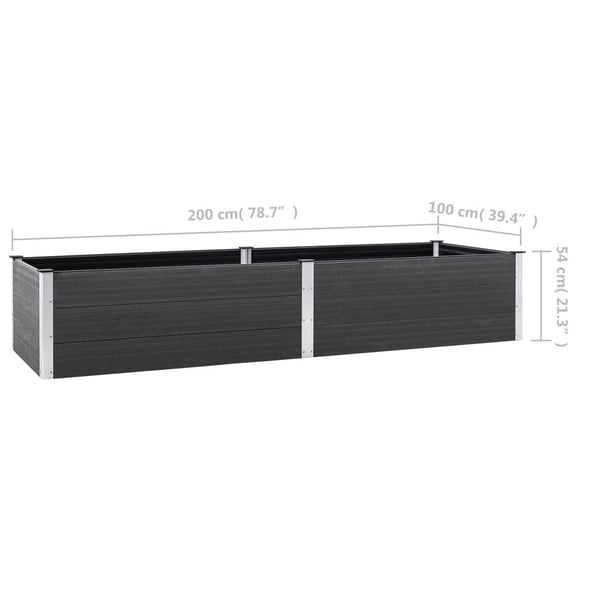 vidaXL højbed 200x100x54 cm WPC grå