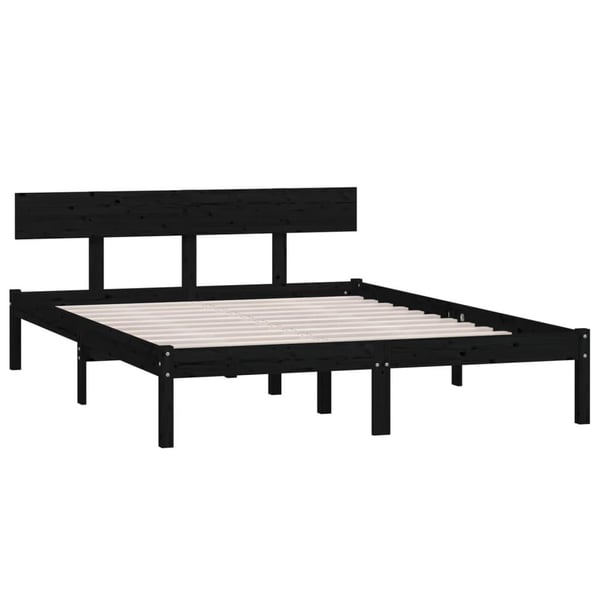vidaXL Sengeramme svart heltre furu 160x200 cm