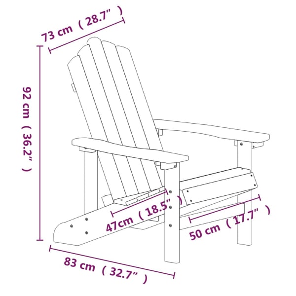 vidaXL Adirondack-havestol HDPE blå
