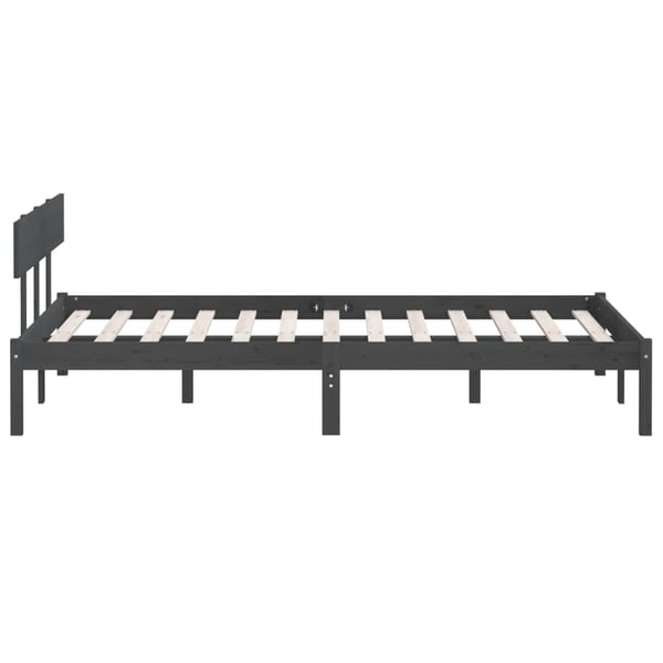 vidaXL Sengeramme grå heltre furu 200x200 cm