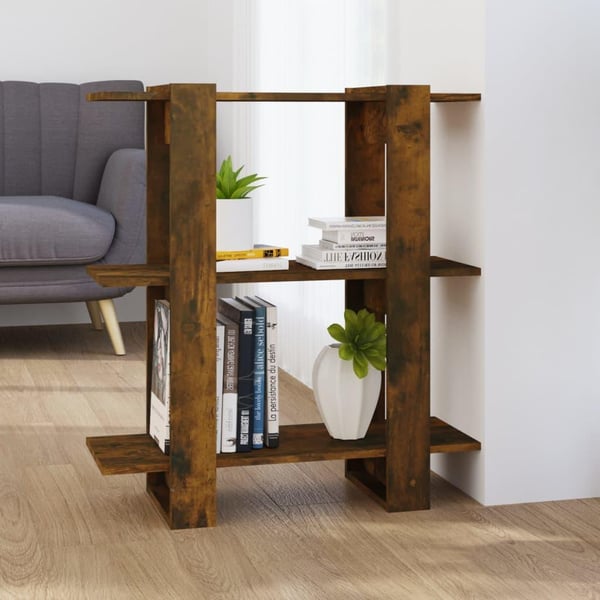 vidaXL Bokhylla/rumsavdelare rökfärgad ek 80x30x87 cm
