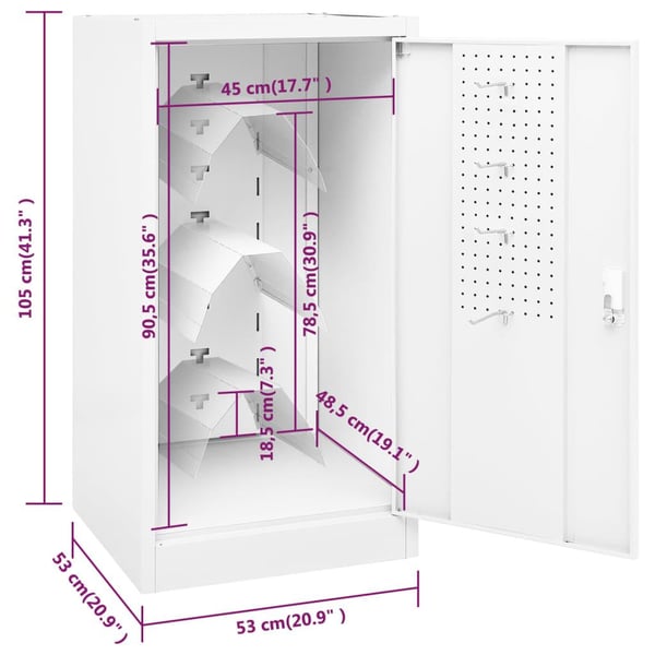 vidaXL Salskap hvit 53x53x105 cm stål