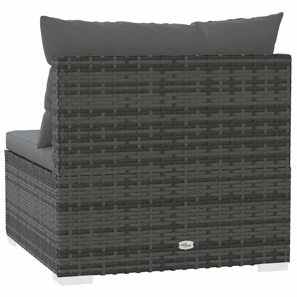 vidaXL midtersæde til havesofa med hynder polyrattan grå