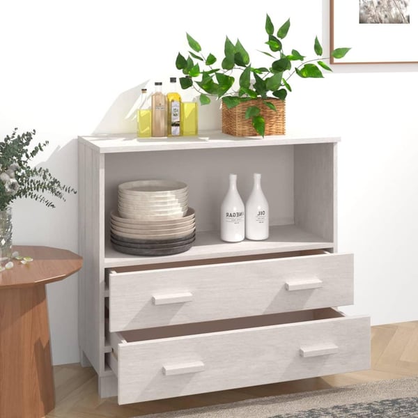vidaXL Skjenk HAMAR hvit 85x35x80 cm heltre furu