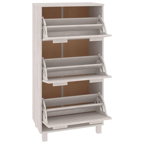 vidaXL Skoskap HAMAR hvit 59,5x35x117 cm heltre furu