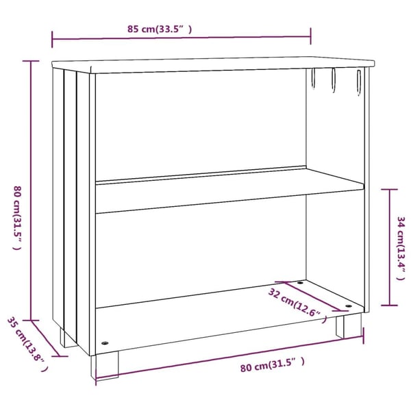 vidaXL Skjenk HAMAR honningbrun 85x35x80 cm heltre furu